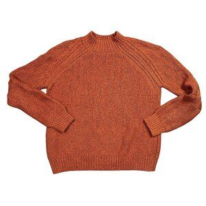 PrAna Sky Meadow Sweater Checkered Cotton Orange Mock Turtleneck Women's Large